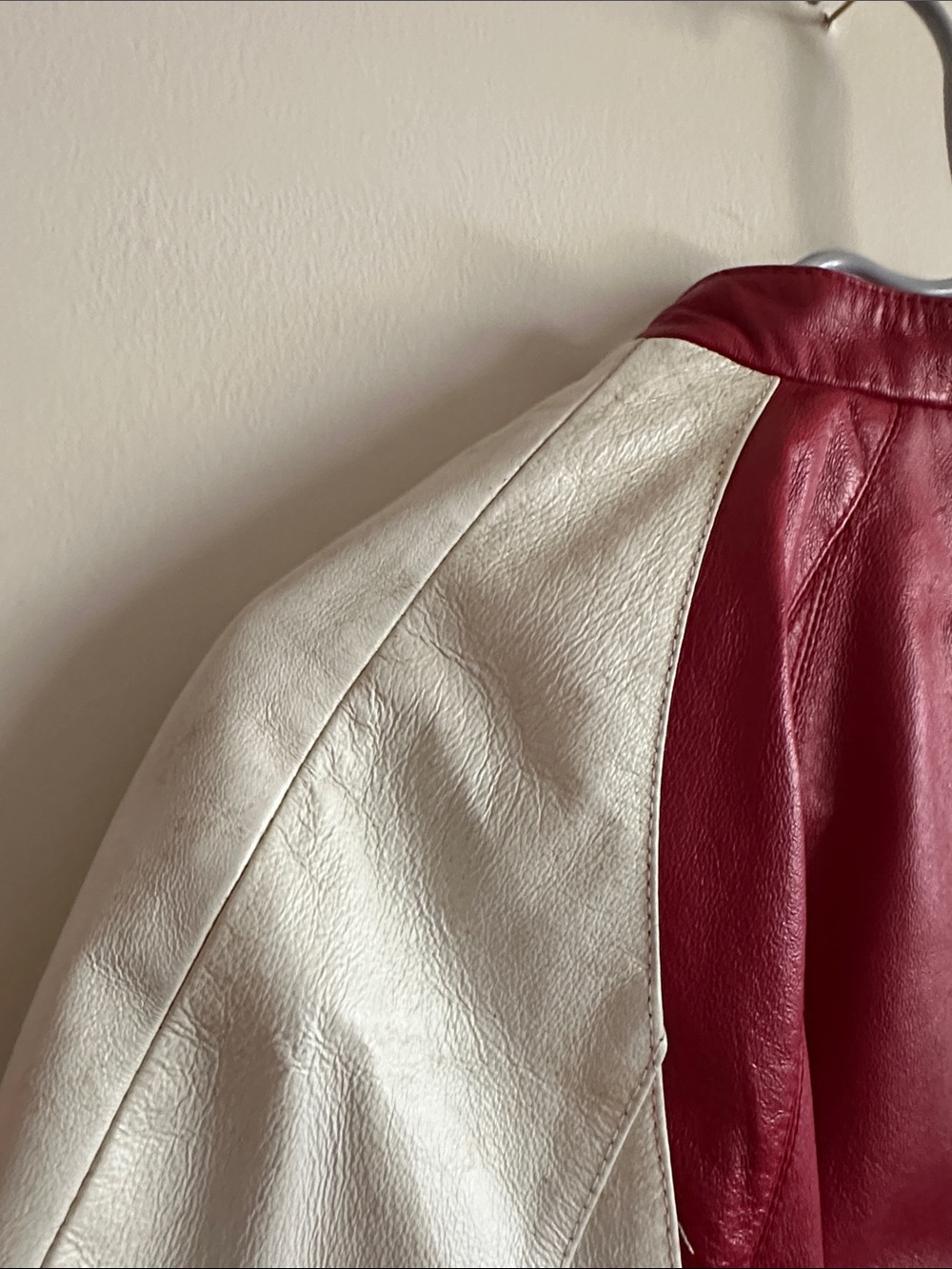 Wilsons Leather Red and White Racing-Style Leather Jacket - Picture 11 of 14